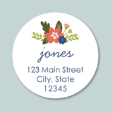 Floral Bouquet - Round Address Label - The Note House