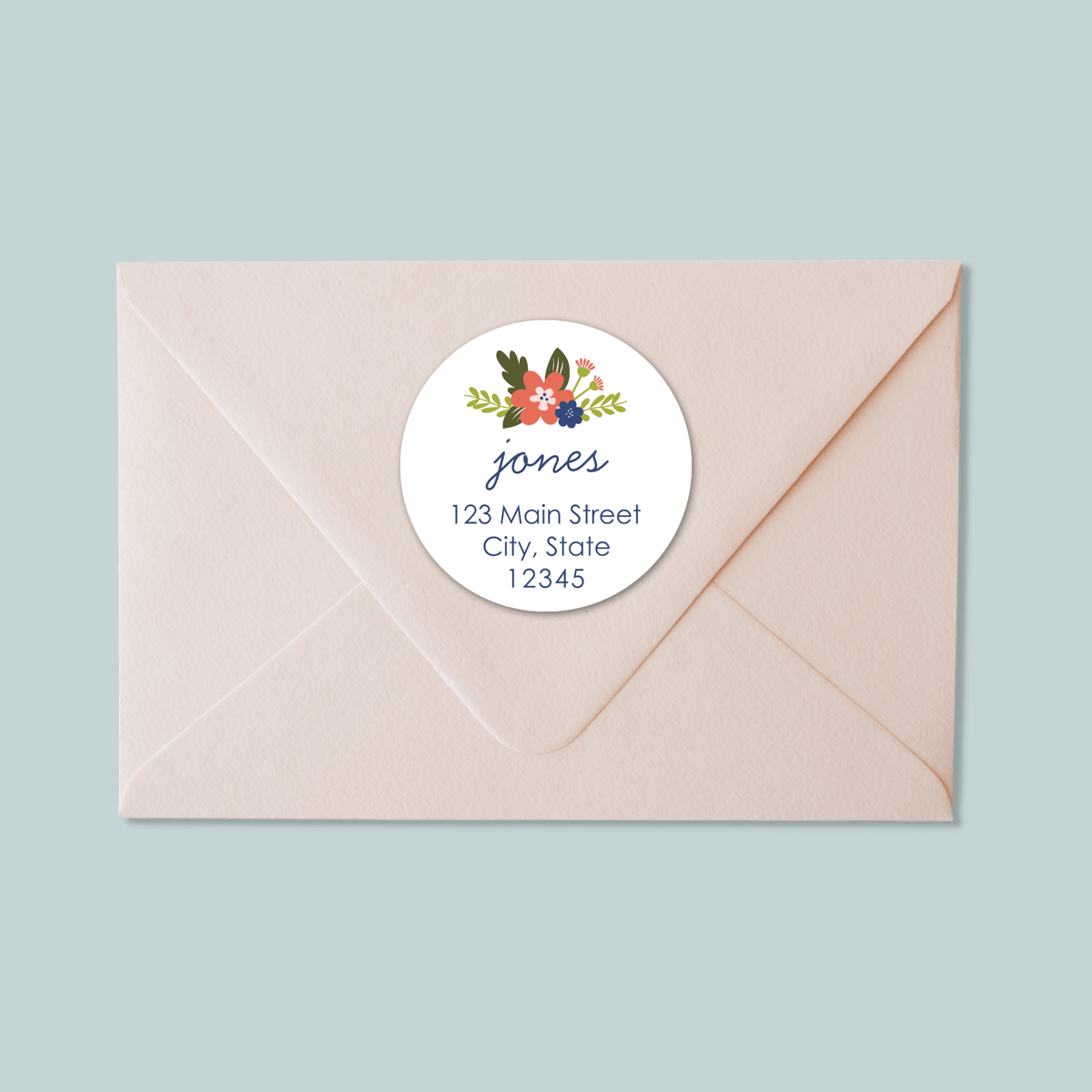 Floral Bouquet - Round Address Label - The Note House