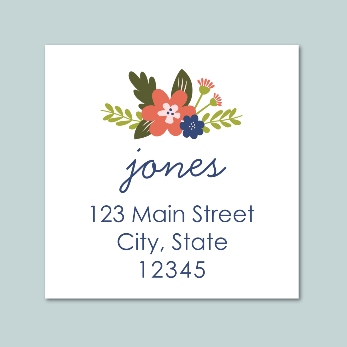 Floral Bouquet - Square Address Label - The Note House