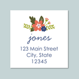 Floral Bouquet - Square Address Label - The Note House