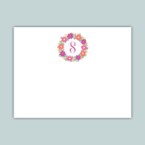 Floral Wreath Monogram - Personalized Flat Note Card - The Note House