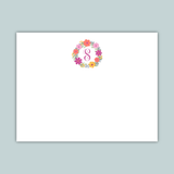 Floral Wreath Monogram - Personalized Flat Note Card - The Note House