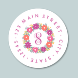Floral Wreath - Round Address Label - The Note House