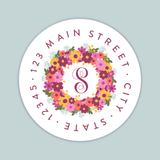 Floral Wreath - Round Address Label - The Note House