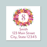 Floral Wreath - Square Address Label - The Note House