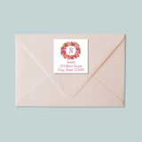 Floral Wreath - Square Address Label - The Note House