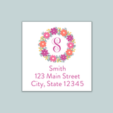 Floral Wreath - Square Address Label - The Note House
