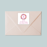Floral Wreath - Square Address Label - The Note House
