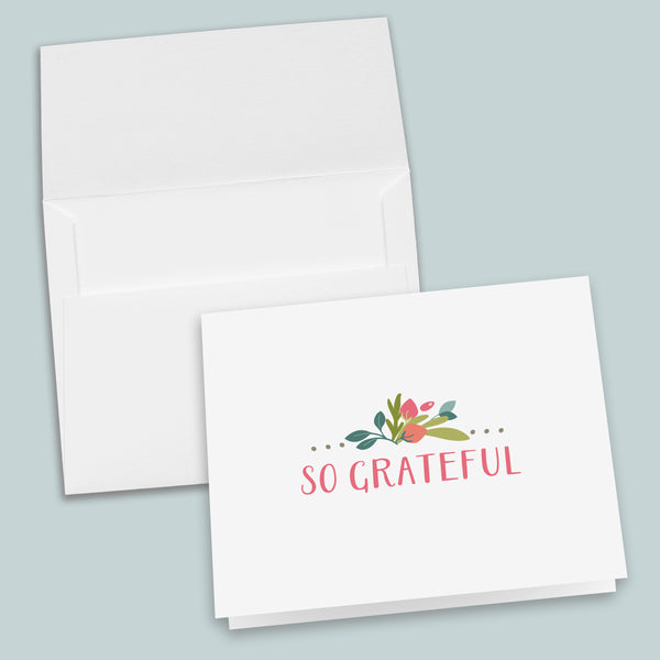 Pretty Floral -  Folded Thank You Note Cards