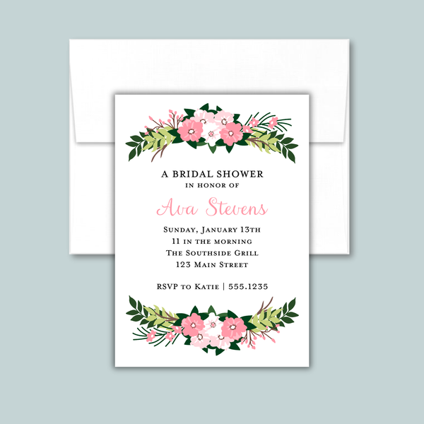Floral Bouquet Bridal Shower Invitation | Semi-Custom | Pink Floral Design