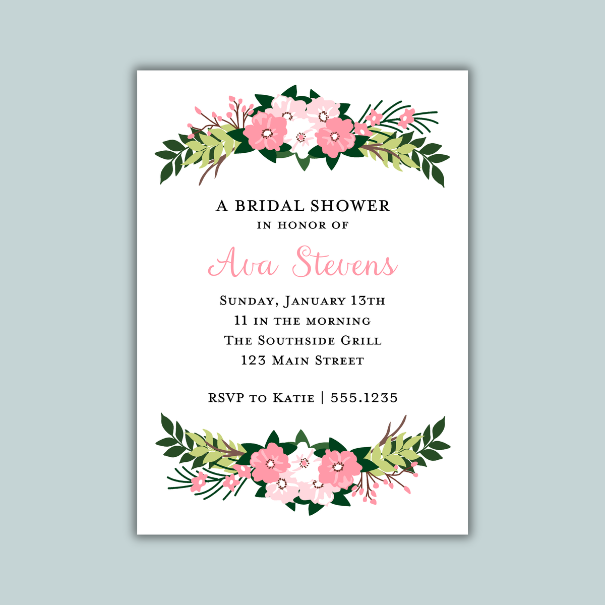 Floral Bouquet Bridal Shower Invitation | Semi-Custom | Pink Floral Design