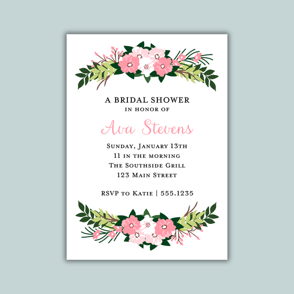Floral Bouquet Bridal Shower Invitation | Semi-Custom | Pink Floral Design