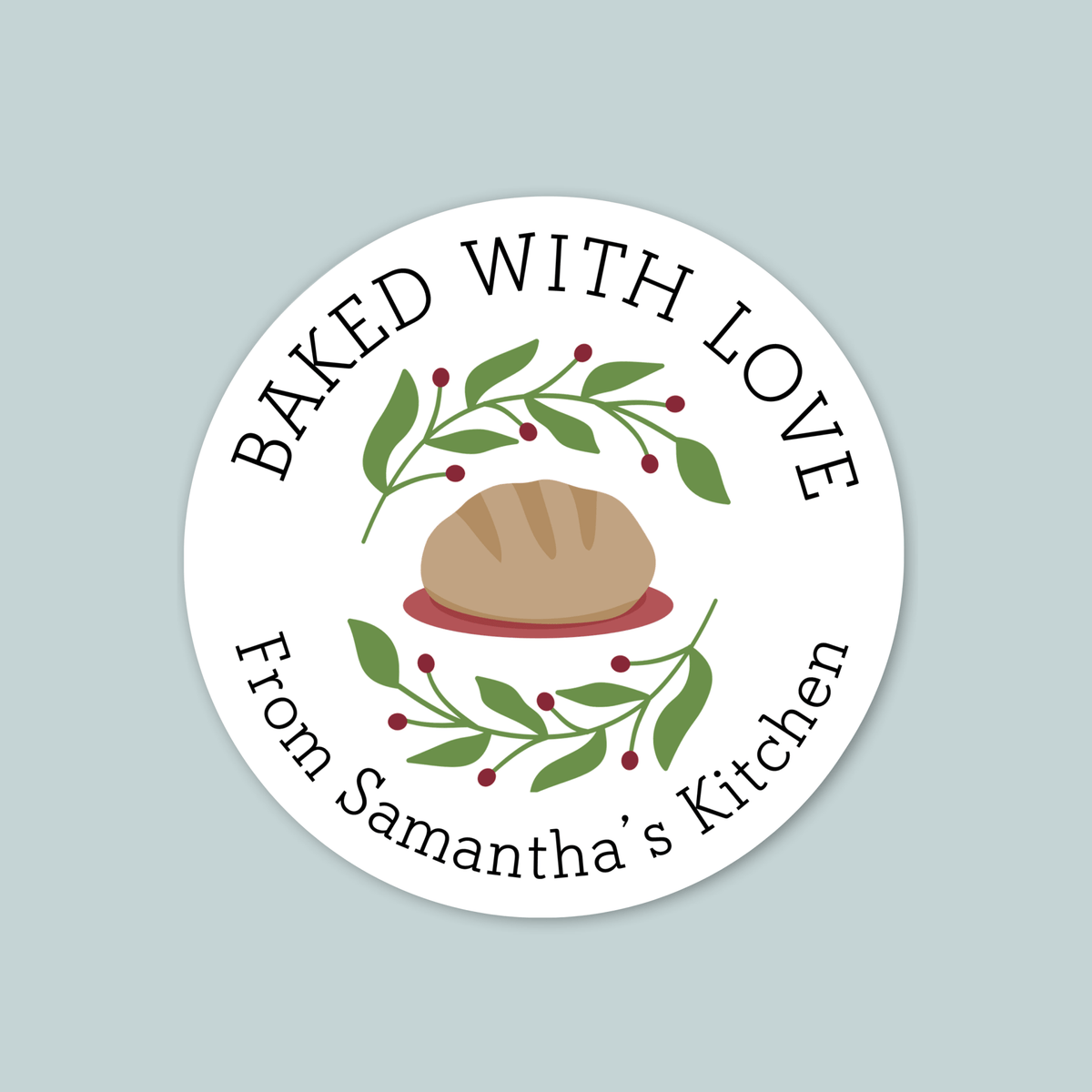 Freshly Baked Holiday Bread - Personalized Round Gift Sticker - The Note House