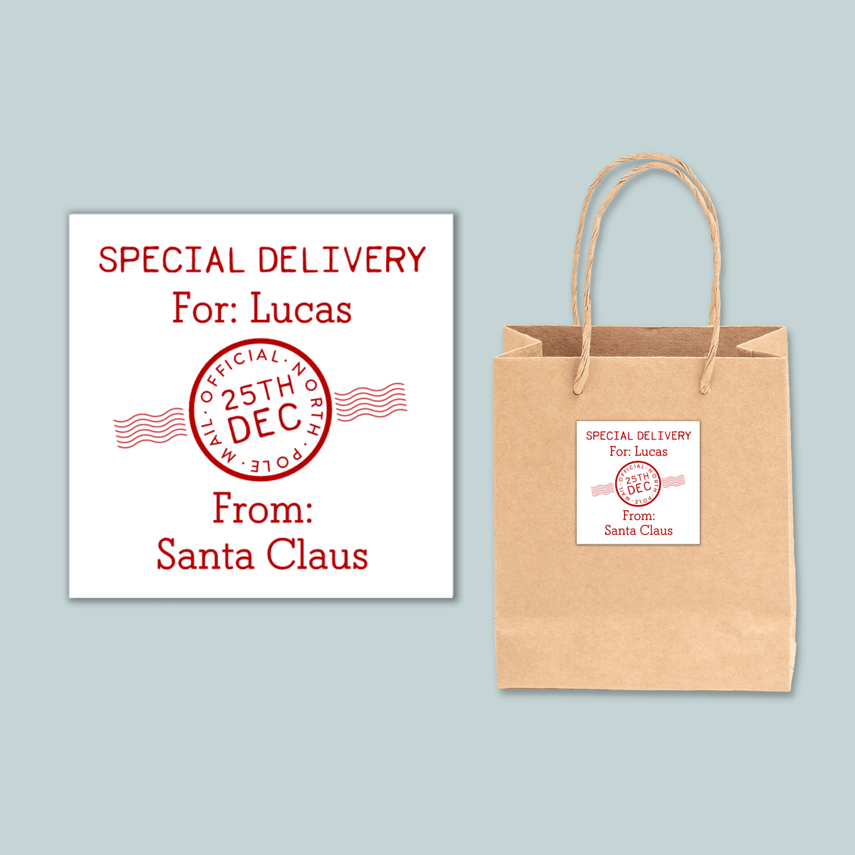 Gift from Santa - Personalized Square Gift Sticker - The Note House