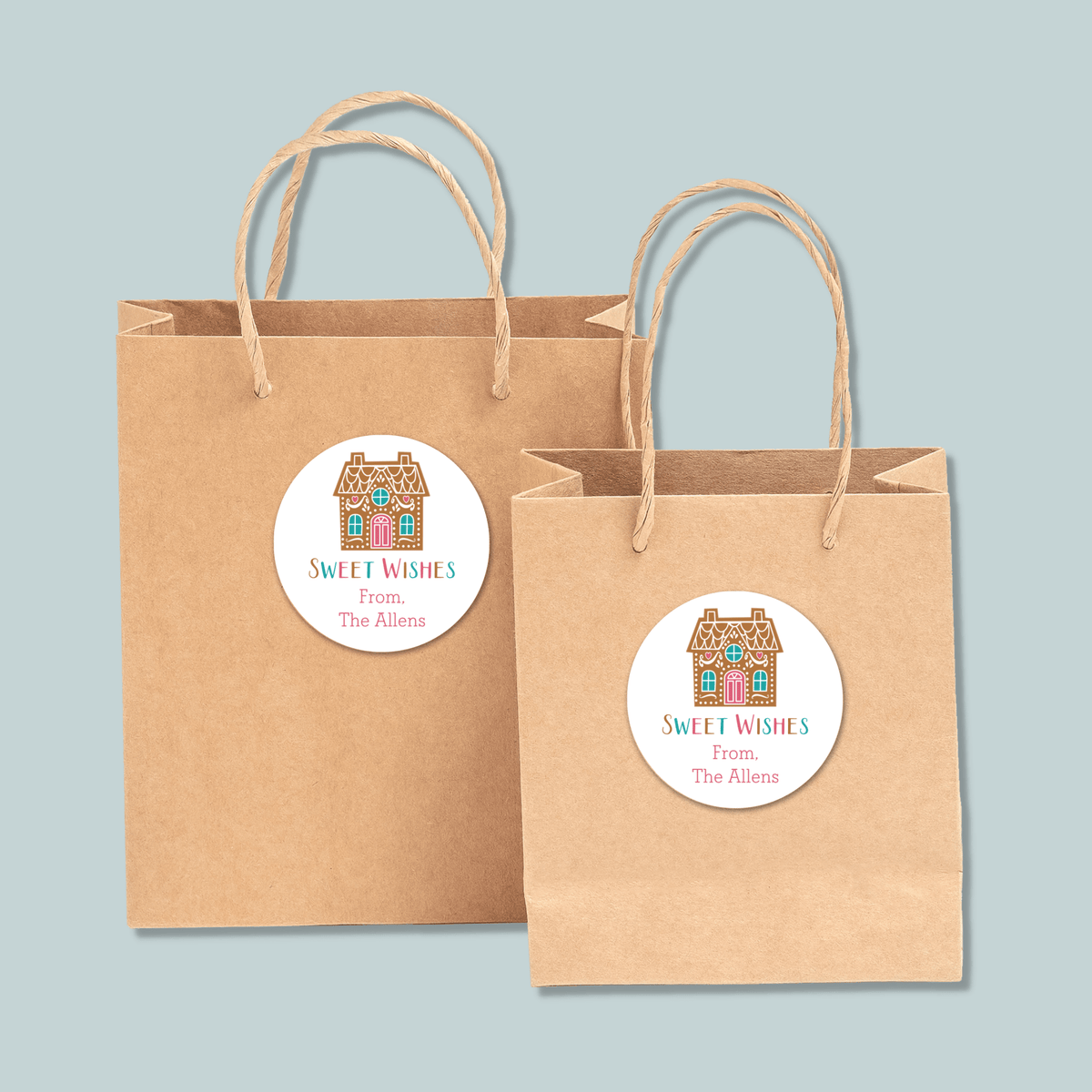 Gingerbread House - Personalized Round Gift Sticker - The Note House