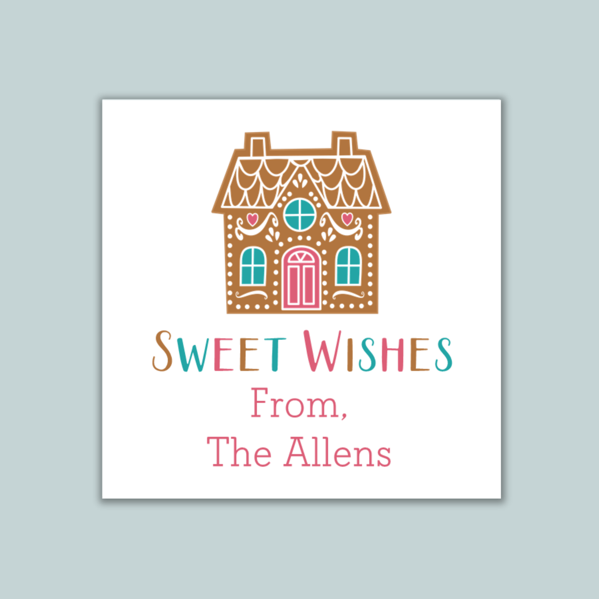 Gingerbread House - Personalized Square Gift Sticker - The Note House