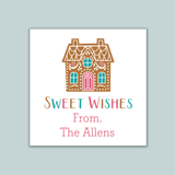 Gingerbread House - Personalized Square Gift Sticker - The Note House