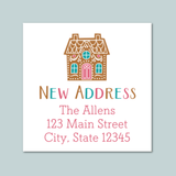 Gingerbread House - We've Moved Square Address Label - The Note House
