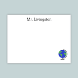 Globe - Personalized Flat Note Card - The Note House