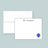 Globe - Personalized Flat Note Card - The Note House