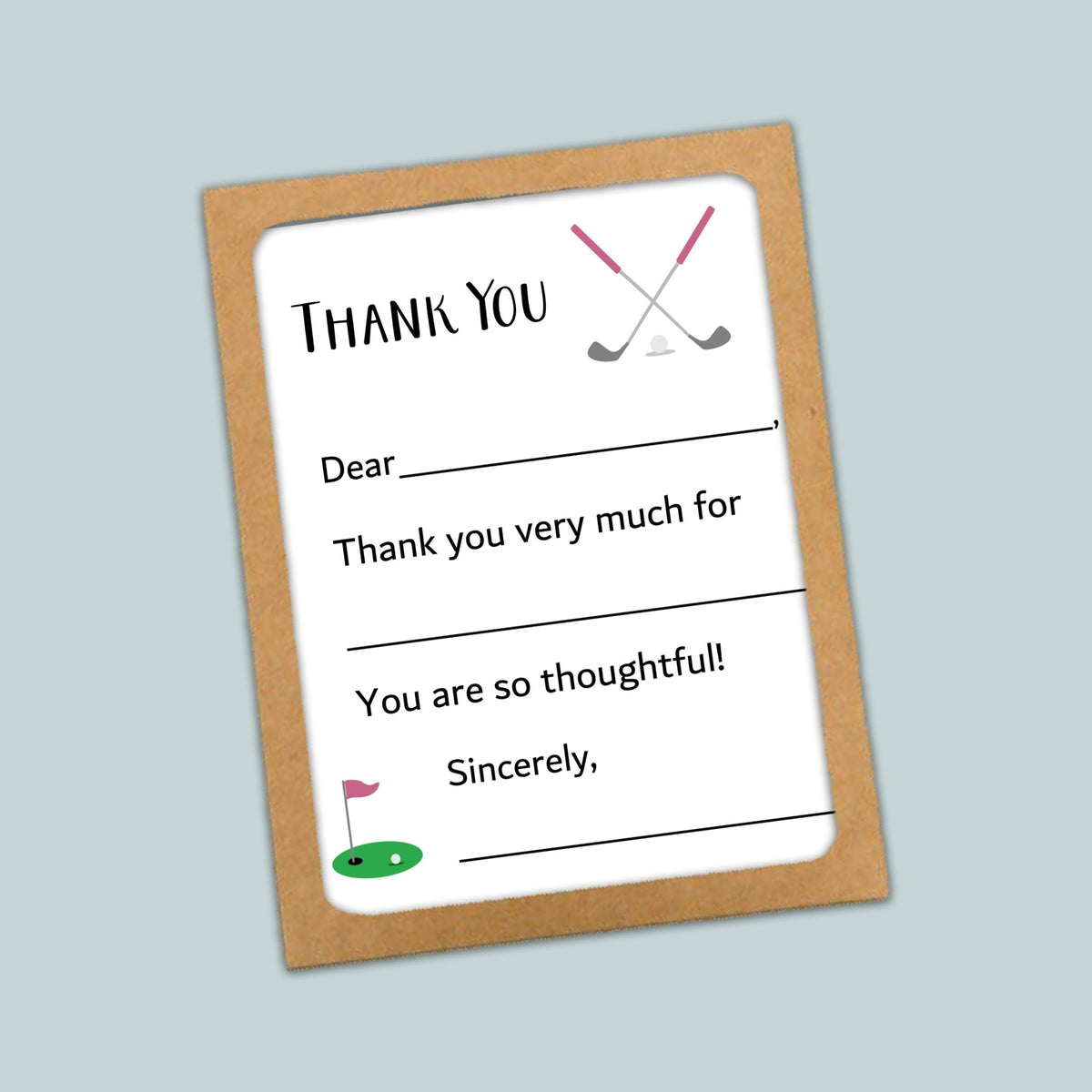 Golf (Pink) - Fill - in Thank You Notes - The Note House
