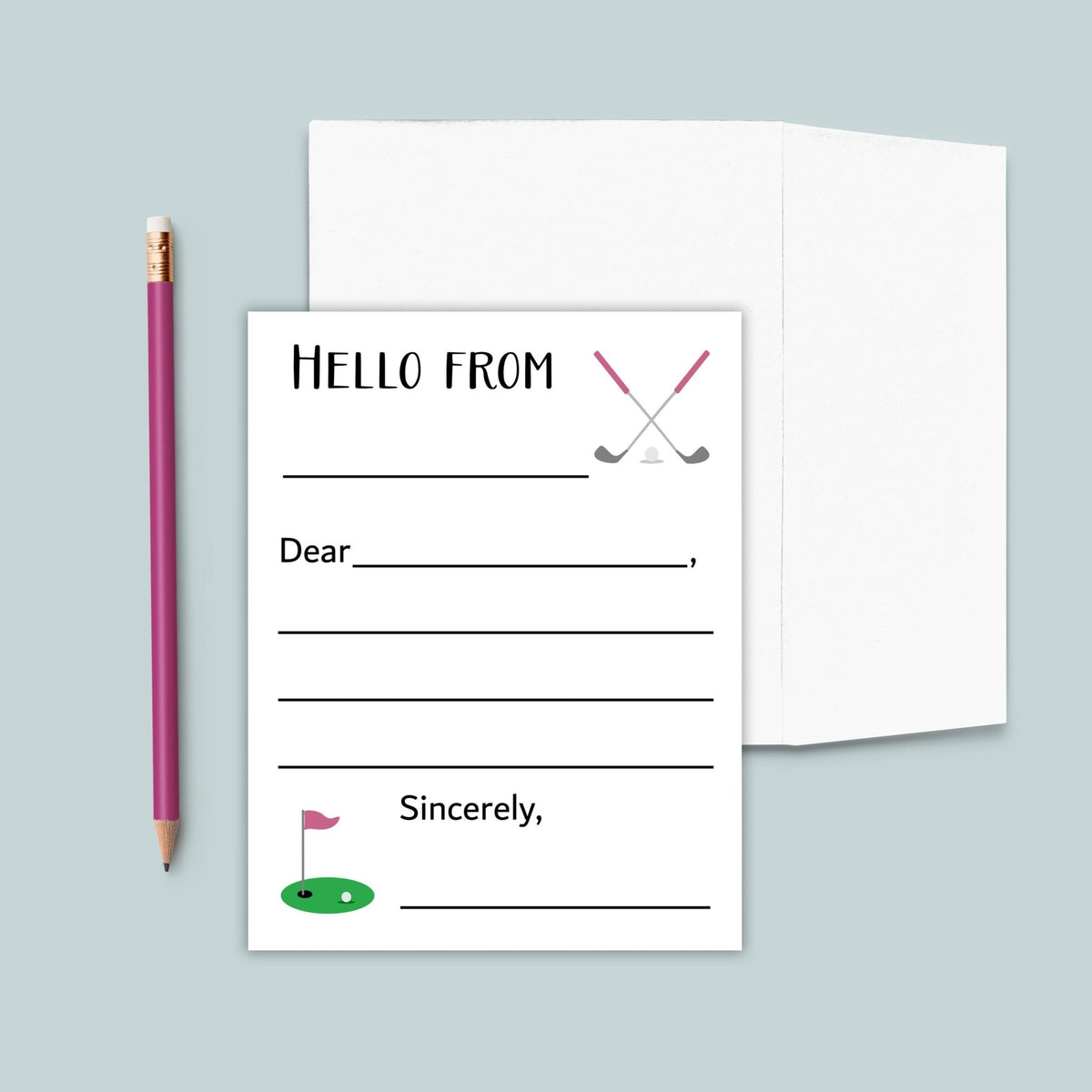 Golf (Pink) - Lined Note Cards - The Note House