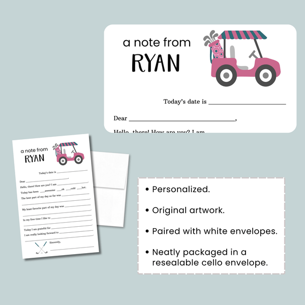 Golf (Pink) - Personalized Fill - in Letter Template - The Note House