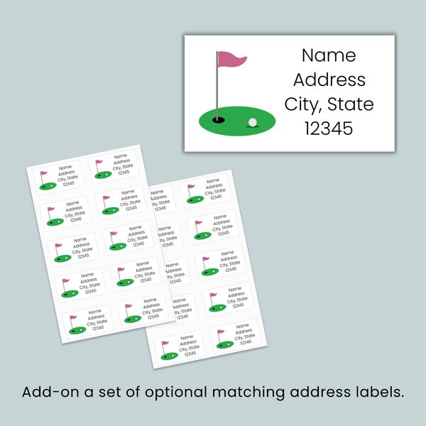 Golf (Pink) - Personalized Lined Letter Template - The Note House