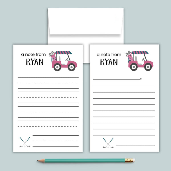 Golf (Pink) - Personalized Lined Letter Template - The Note House