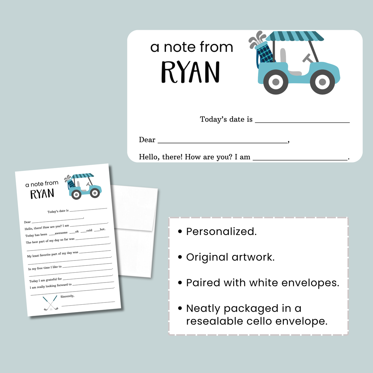 Golf (Blue) - Personalized Fill-in Letter Template