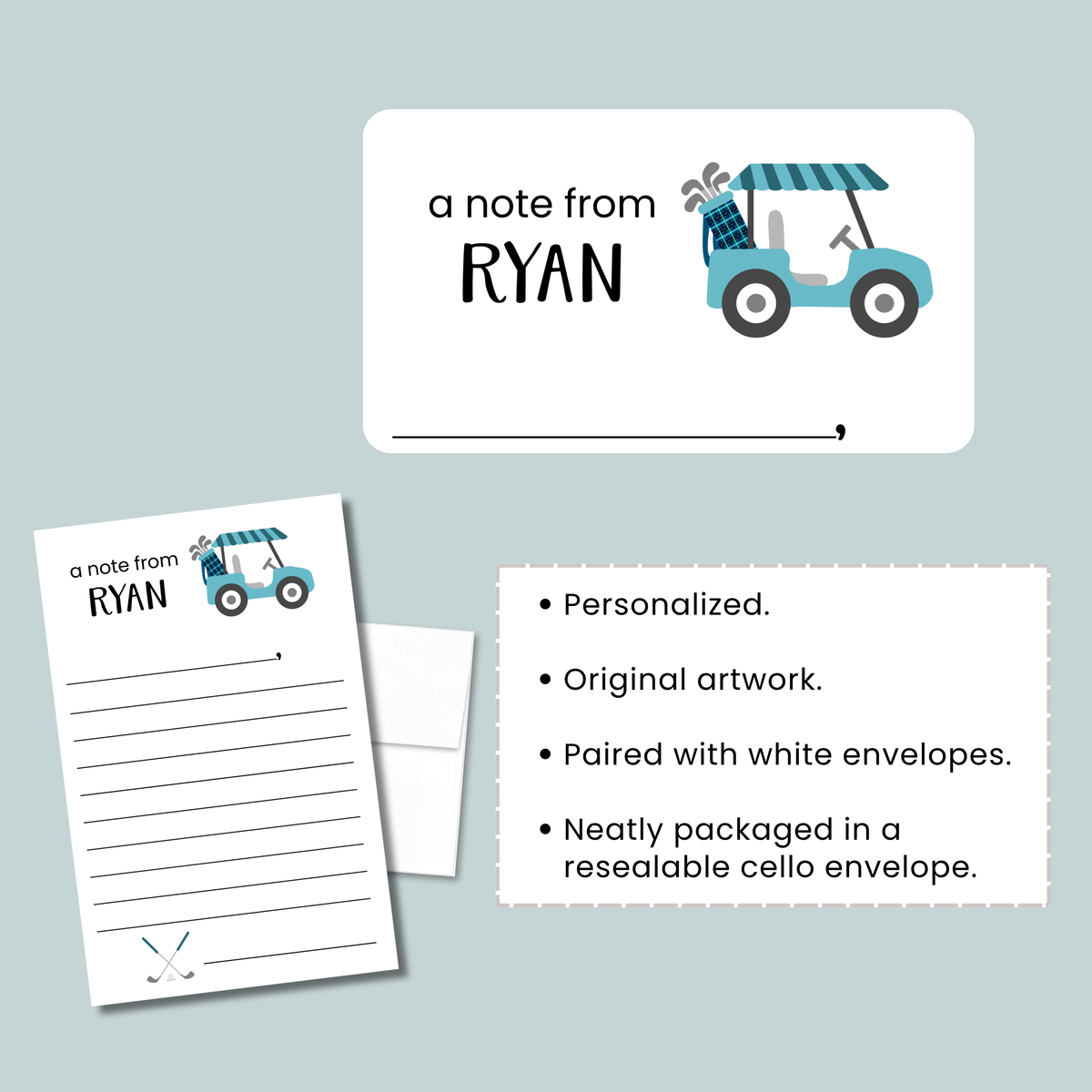 Golf (Blue) - Personalized Lined Letter Template