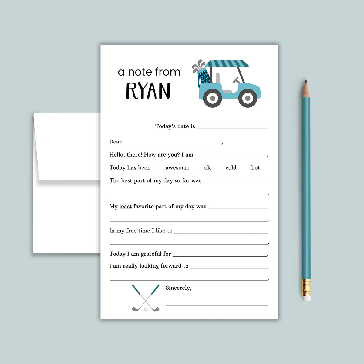 Golf (Blue) - Personalized Fill-in Letter Template