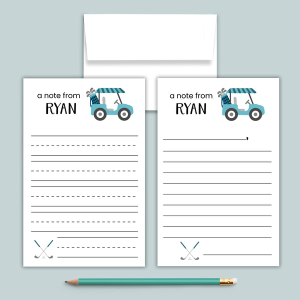 Golf (Blue) - Personalized Lined Letter Template
