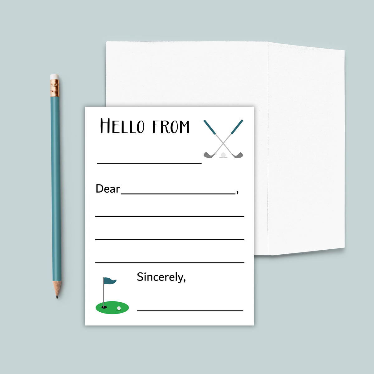Golf (Blue) - Lined Note Cards