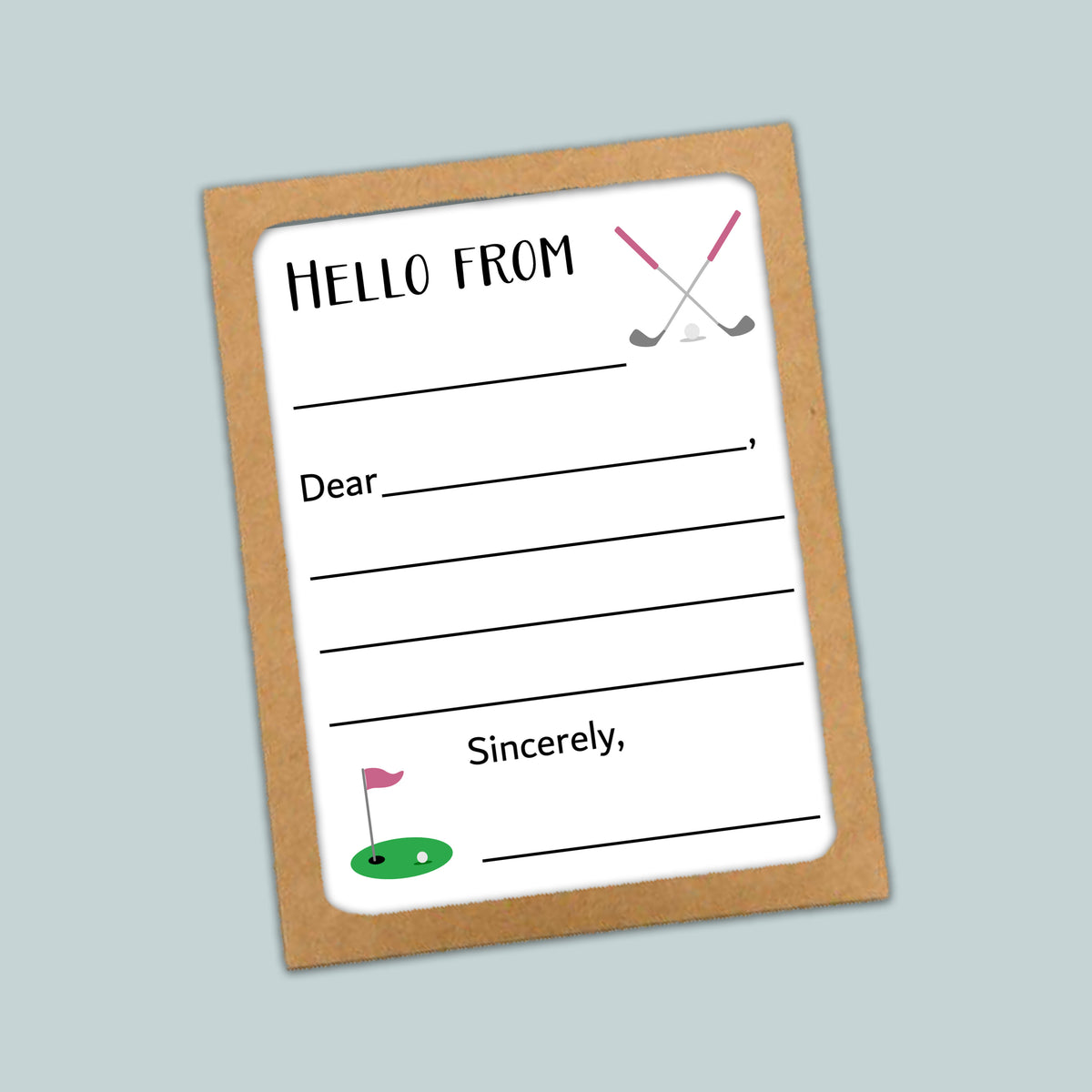 Golf (Pink) - Lined Note Cards