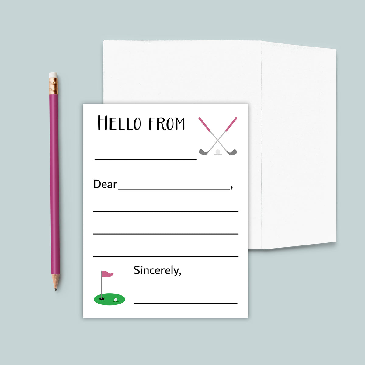 Golf (Pink) - Lined Note Cards
