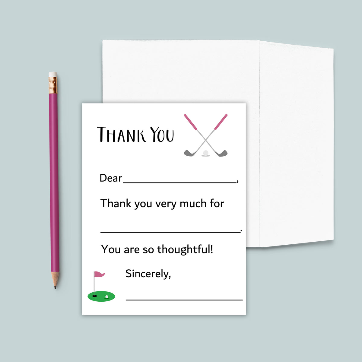 Golf (Pink) - Fill-in Thank You Notes