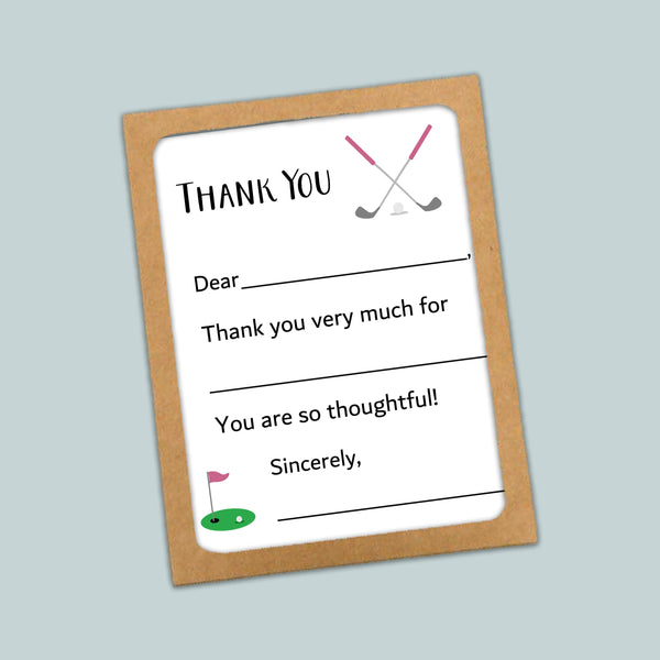 Golf (Pink) - Fill-in Thank You Notes