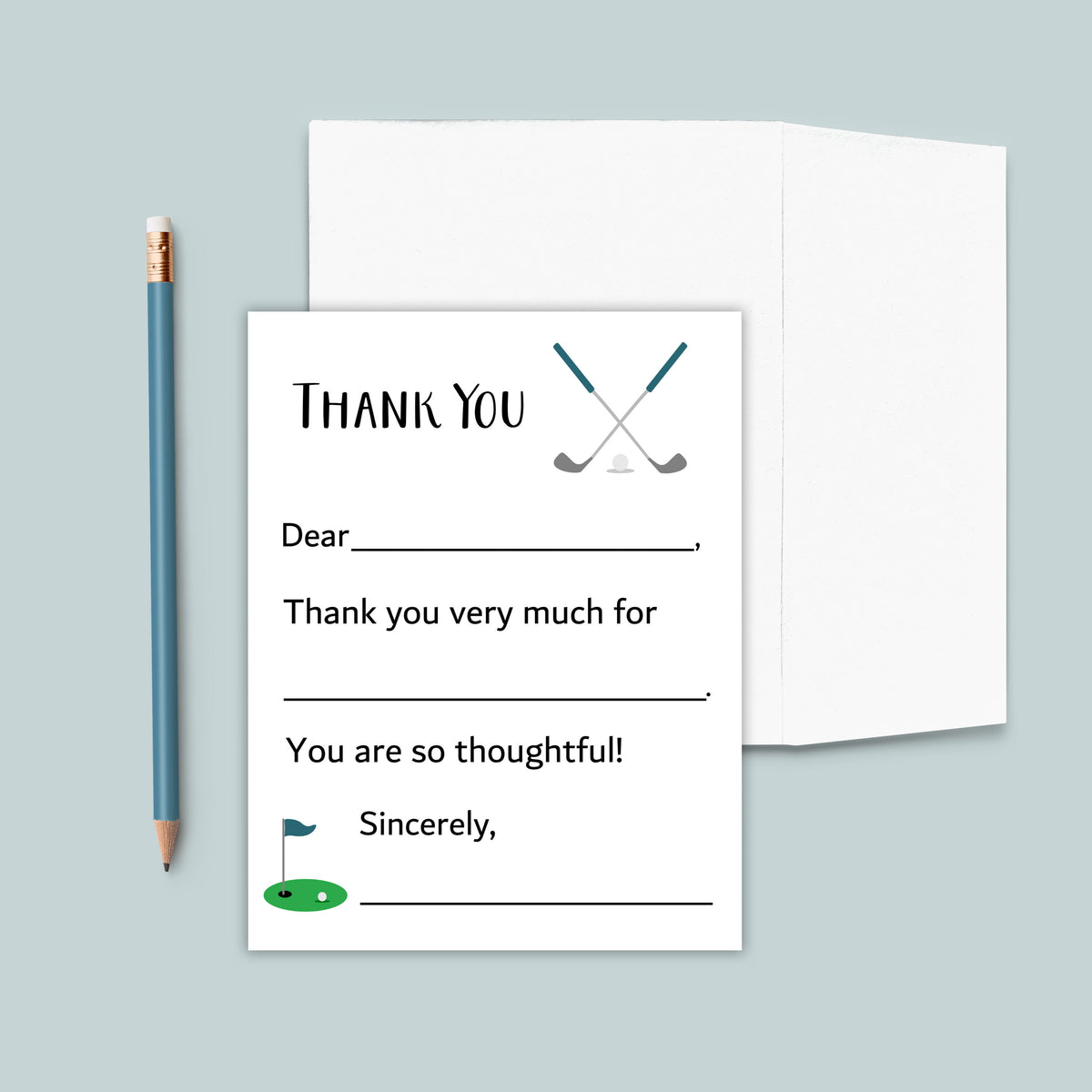 Golf (Blue) - Fill-in Thank You Notes