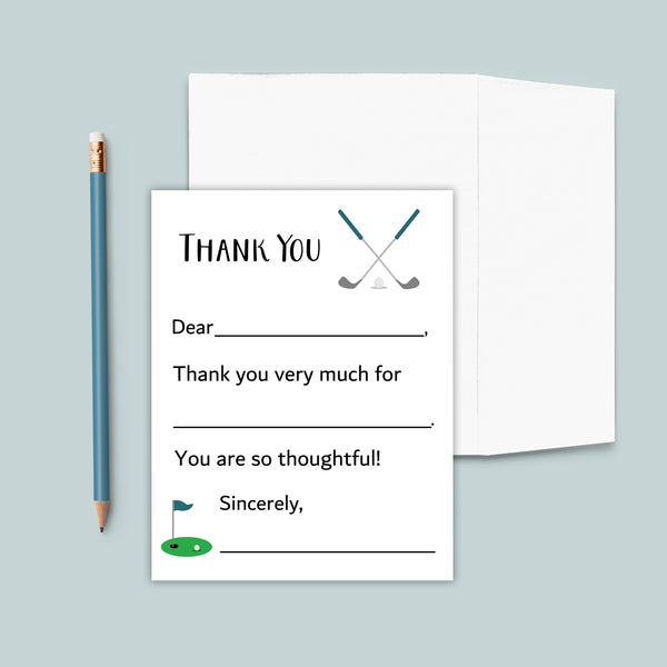 Golf (Blue) - Fill-in Thank You Notes