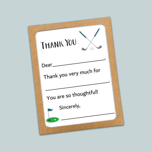Golf (Blue) - Fill-in Thank You Notes