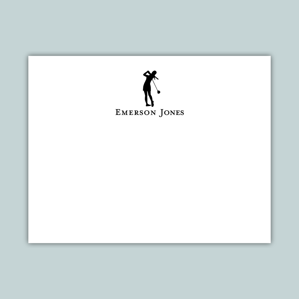 Golfer Girl - Personalized Flat Note Card - The Note House