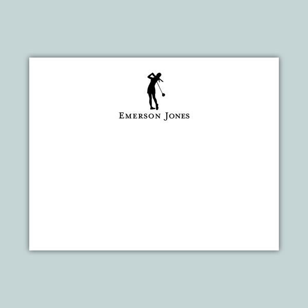Golfer Girl - Personalized Flat Note Card - The Note House