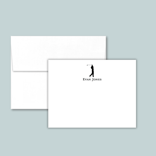 Golfer - Personalized Flat Note Card - The Note House