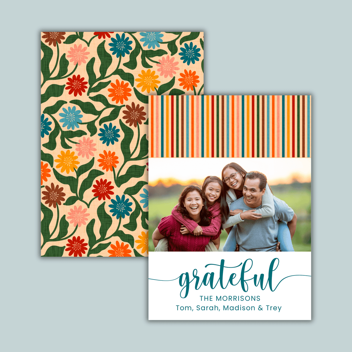 Grateful Floral - Personalized Photo Card - The Note House