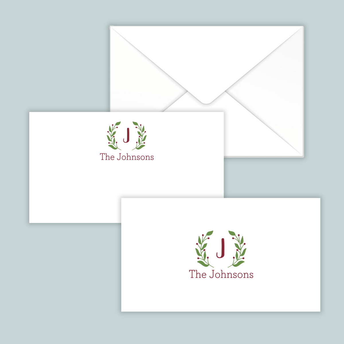 Green Branch with Initial - Personalized Gift Enclosure - The Note House