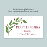 Green Holiday Branch - Personalized Gift Enclosure - The Note House