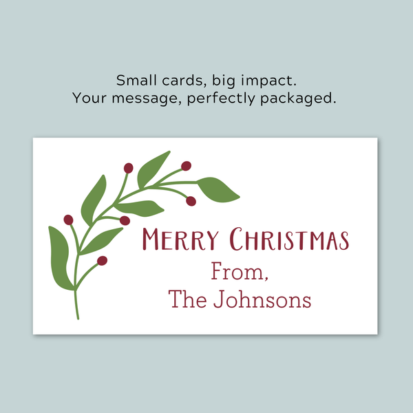 Green Holiday Branch - Personalized Gift Enclosure - The Note House