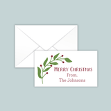 Green Holiday Branch - Personalized Gift Enclosure - The Note House