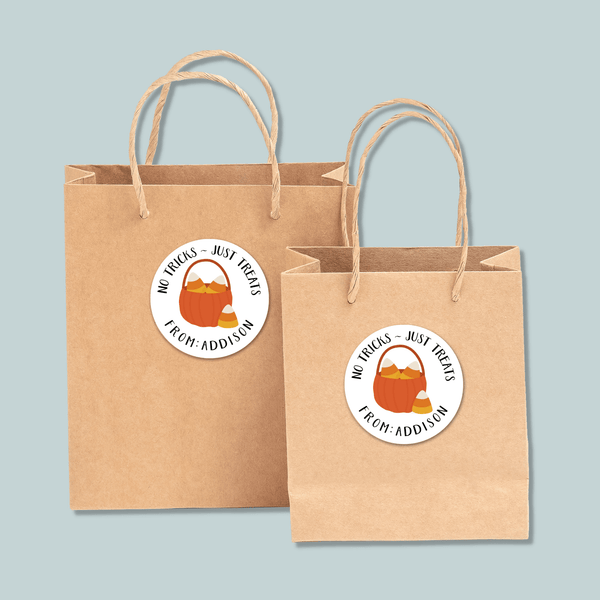 Halloween Candy Corns - Personalized Round Gift Sticker - The Note House